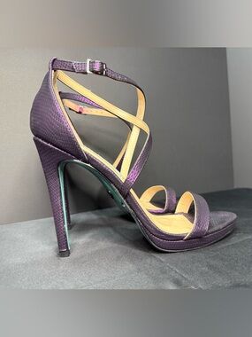 Betsey Johnson Blue Purple Metallic Strappy High Heel Wedding Bridesmaid Prom
